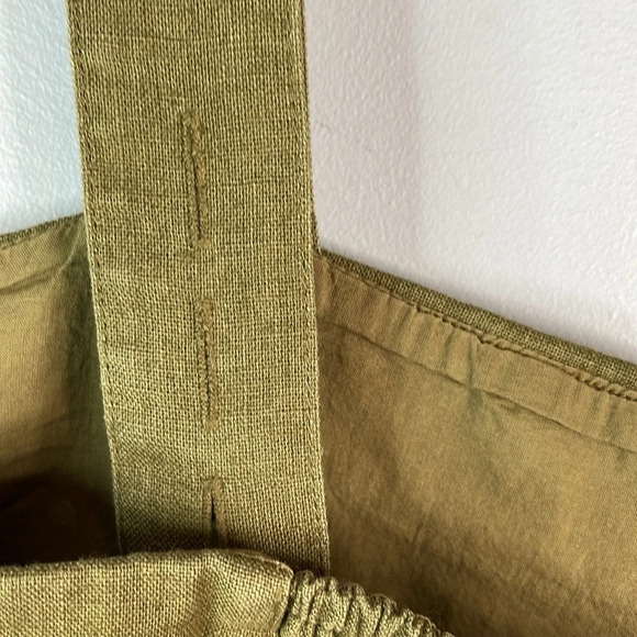 ABERCROMBIE & FITCH NWT Olive Green Linen Square Neck Crop Tank Top Smock XL - Picture 6 of 12